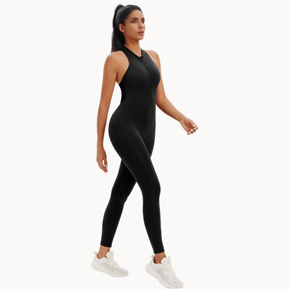 Naked One Piece Zipper Yoga Bodysuit Hollow Back