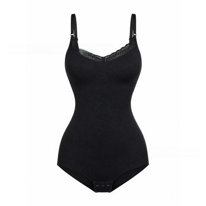 Lace Trim Adjustable Strap Shapewear Bodysuit