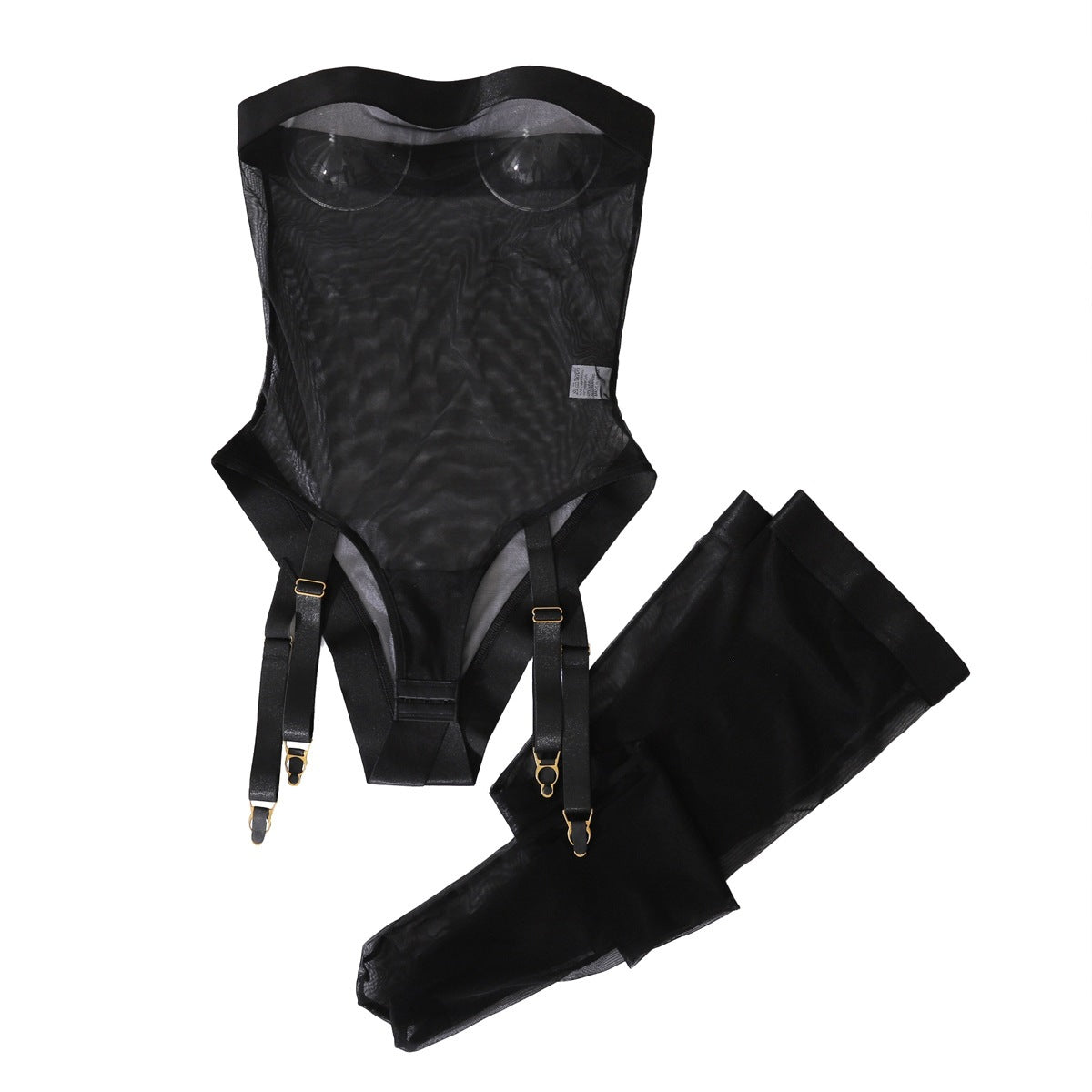Mesh Bodysuit with Leg Socks Lingerie Set
