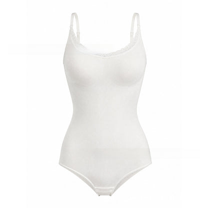 Lace Trim Adjustable Strap Shapewear Bodysuit