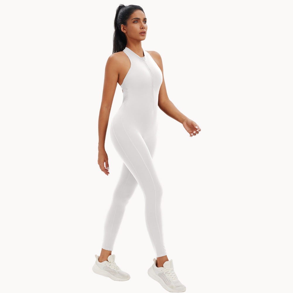 Naked One Piece Zipper Yoga Bodysuit Hollow Back