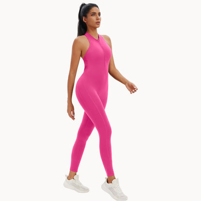 Naked One Piece Zipper Yoga Bodysuit Hollow Back