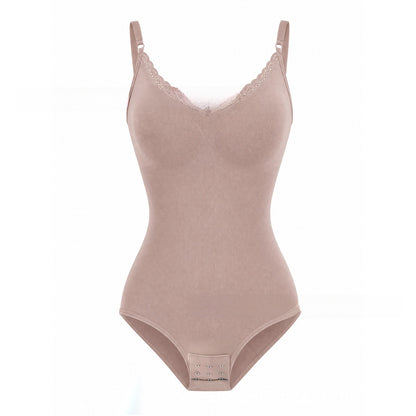Lace Trim Adjustable Strap Shapewear Bodysuit