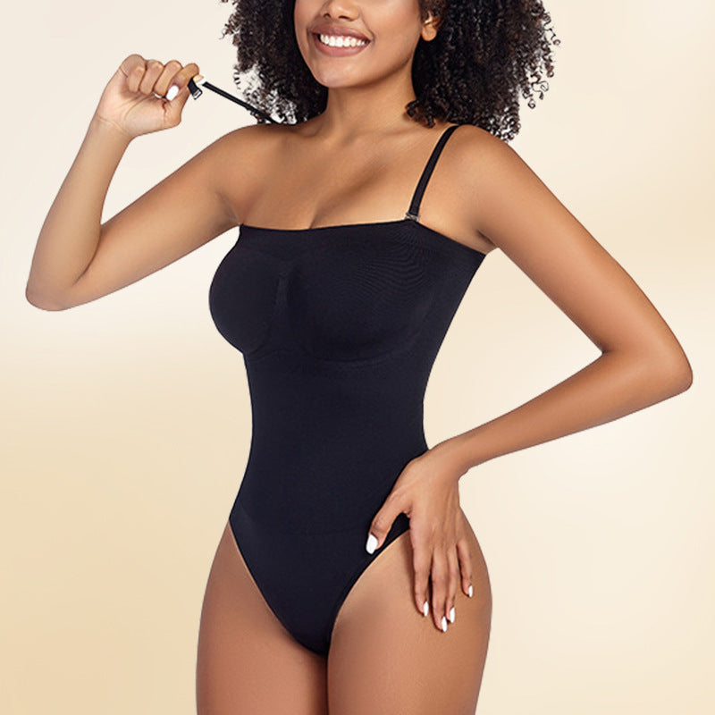 Adjustable One-Piece Body Shaper with Detachable Straps