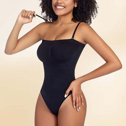Adjustable One-Piece Body Shaper with Detachable Straps