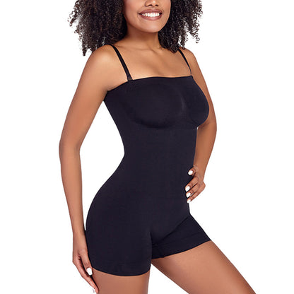 Adjustable One-Piece Body Shaper with Detachable Straps