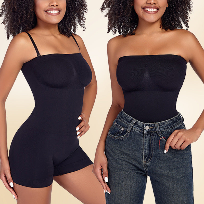 Adjustable One-Piece Body Shaper with Detachable Straps