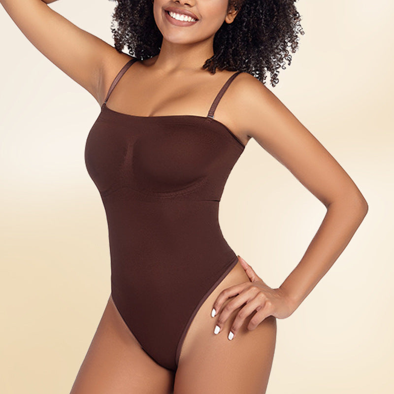 Adjustable One-Piece Body Shaper with Detachable Straps